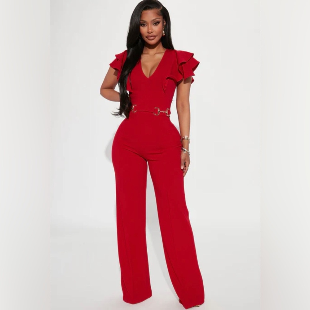 Fashion Nova Scarlet Ruffle Jumpsuit